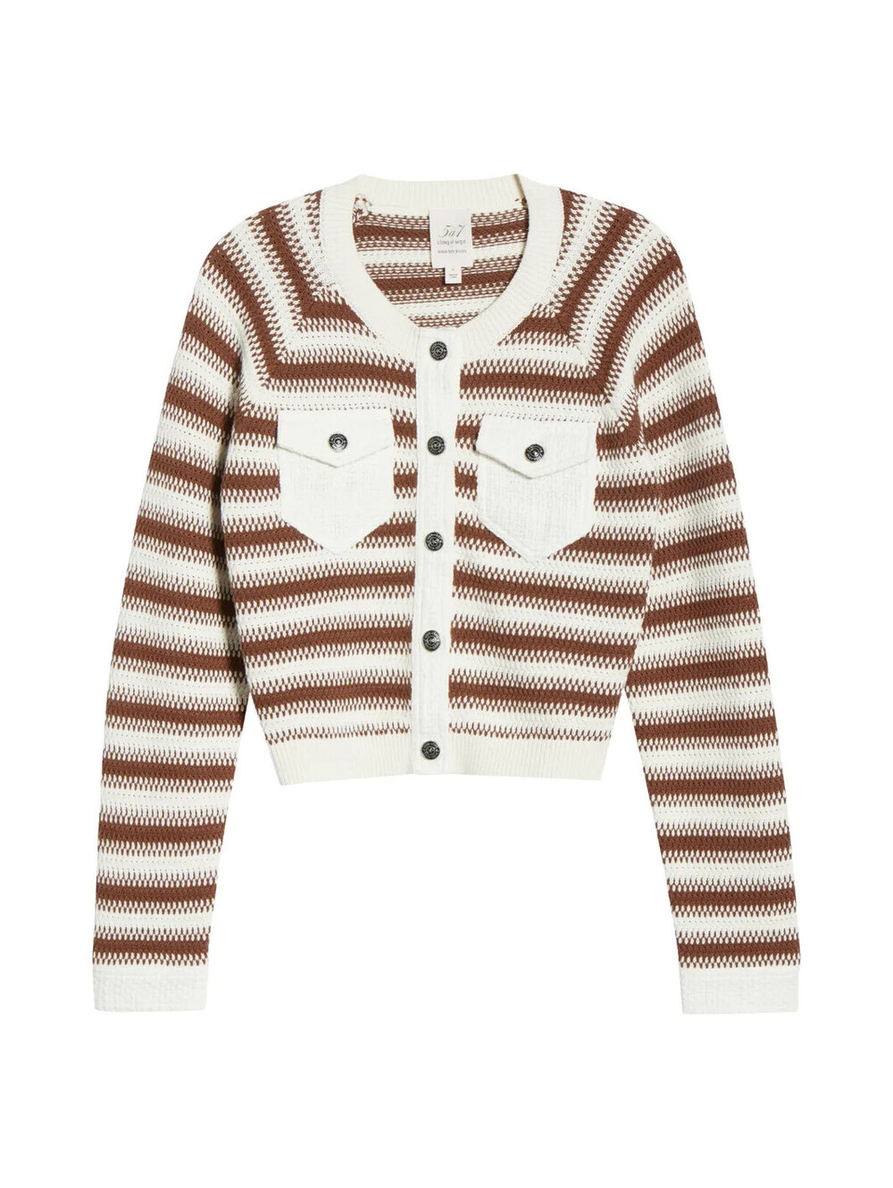 NEW, Cinq A Sept Suki Stripe Cardigan in Brown Sz L #T4146